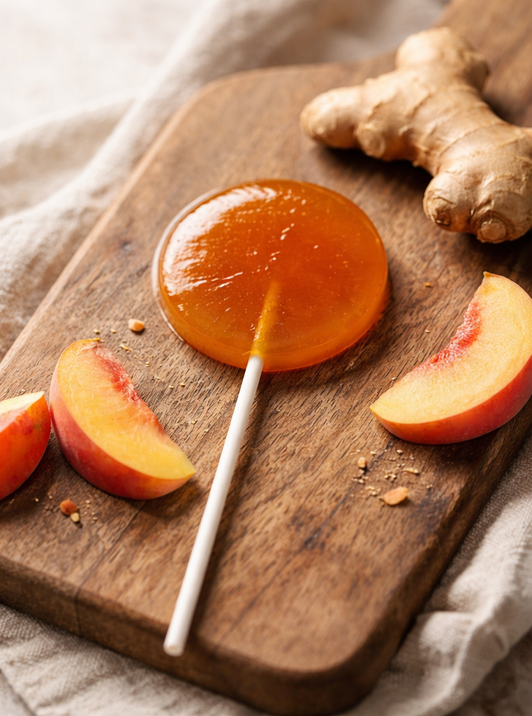 Ginger Peach Lollipops