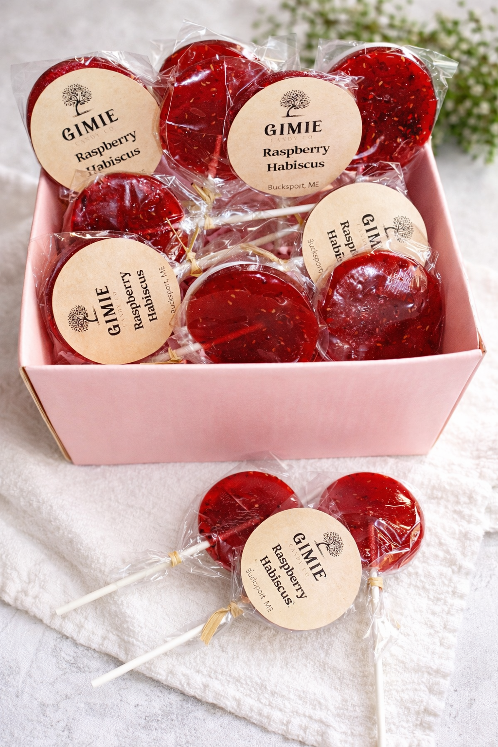 Raspberry Hibiscus - (12 Handcrafted Lollipops)