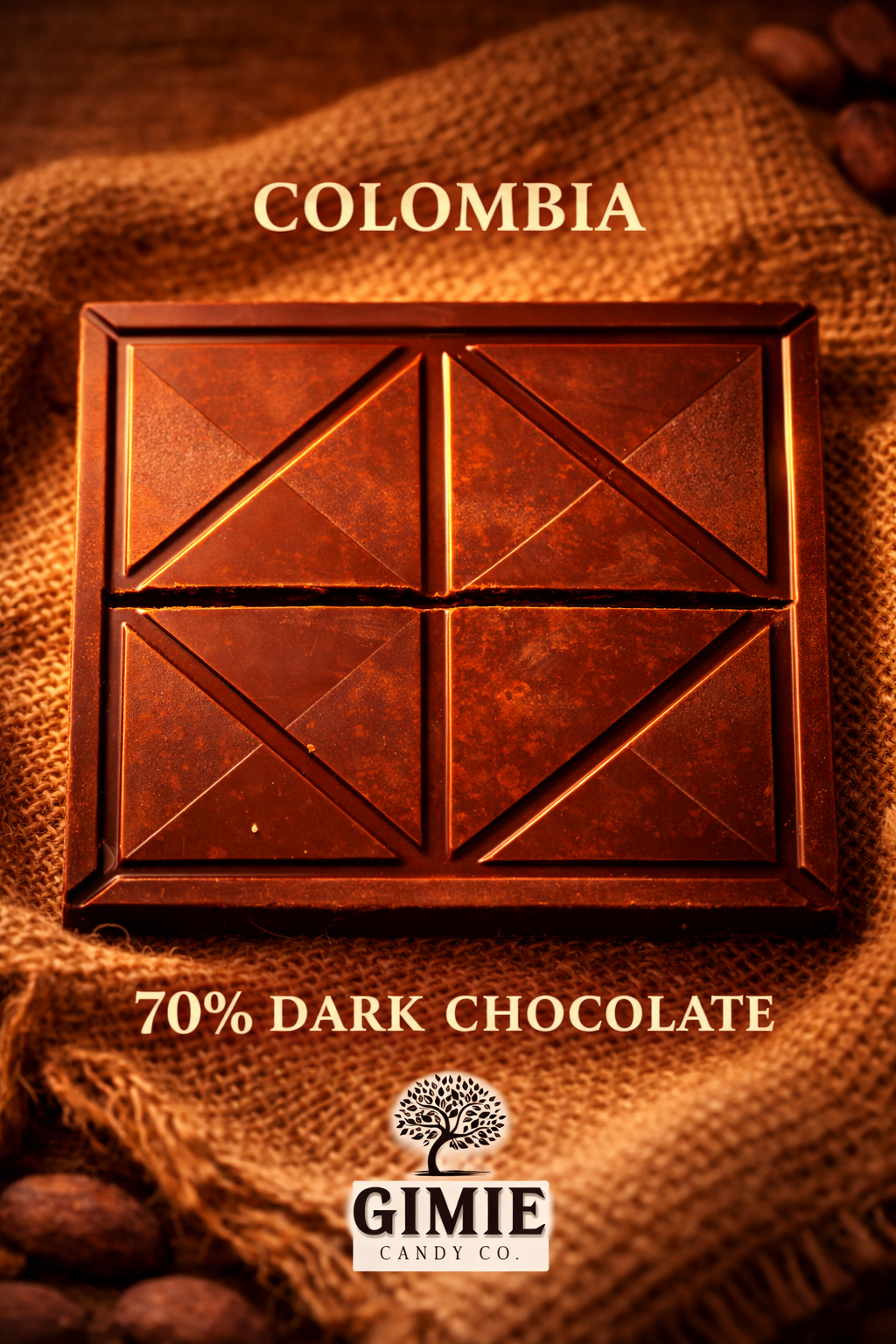 70% Dark Chocolate  Single-Origin Colombian Beans Net Weight: 60 g